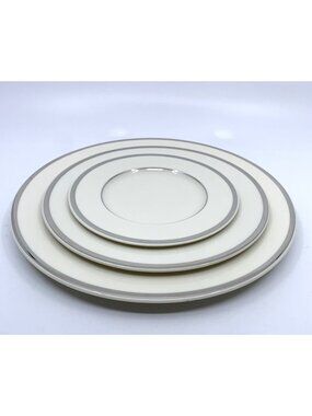 Vintage Castleton St Regis Platinum China Plate Set Dinner Salad Bread USA 3 Set